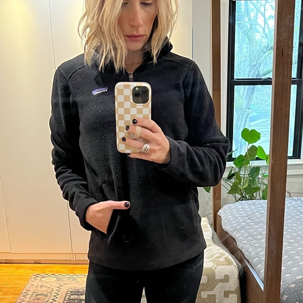 Patagonia Synchilla Black Fleece Quarter Zip Jacket with Pockets